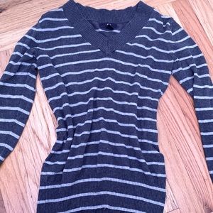 Long sleeve gray and white top. From thrift.